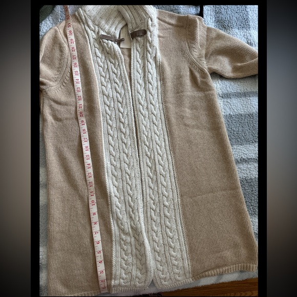 A.IDA open front long sweater cardigan beige size L 😄 - Picture 3 of 9